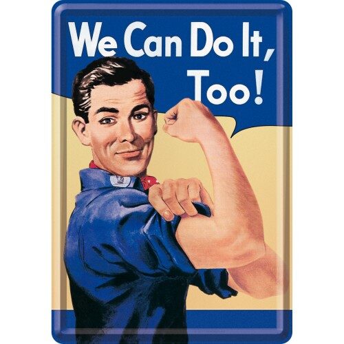 Carte postale en métal 'We Can Do It Too'