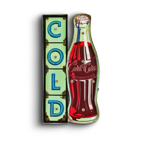 Plaque en tôle LED 'Cold Coca Cola'