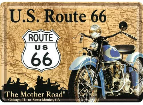 Blechpostkarte 'Route 66 Bikes'
