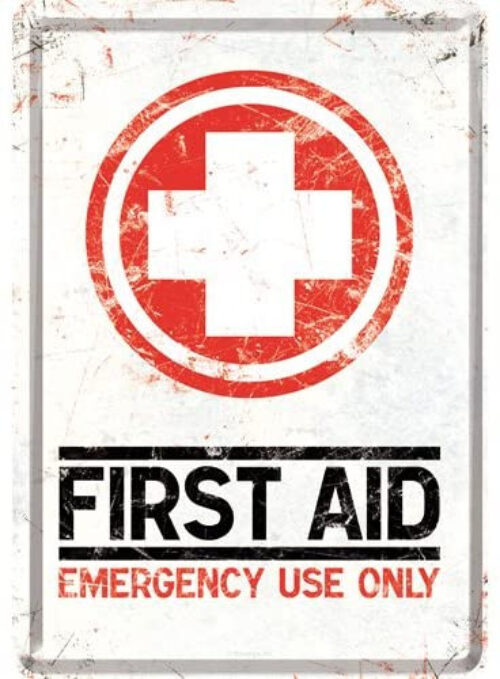 Carte postale en métal 'First Aid'