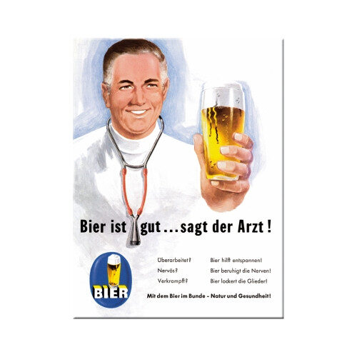 Aimant de réfrigérateur 'Bier ist gut ... sagt der Arzt'