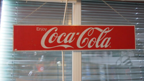 Werbeschild Coca Cola lang