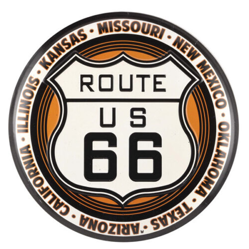 Plaque métallique arrondie 'Route 66'